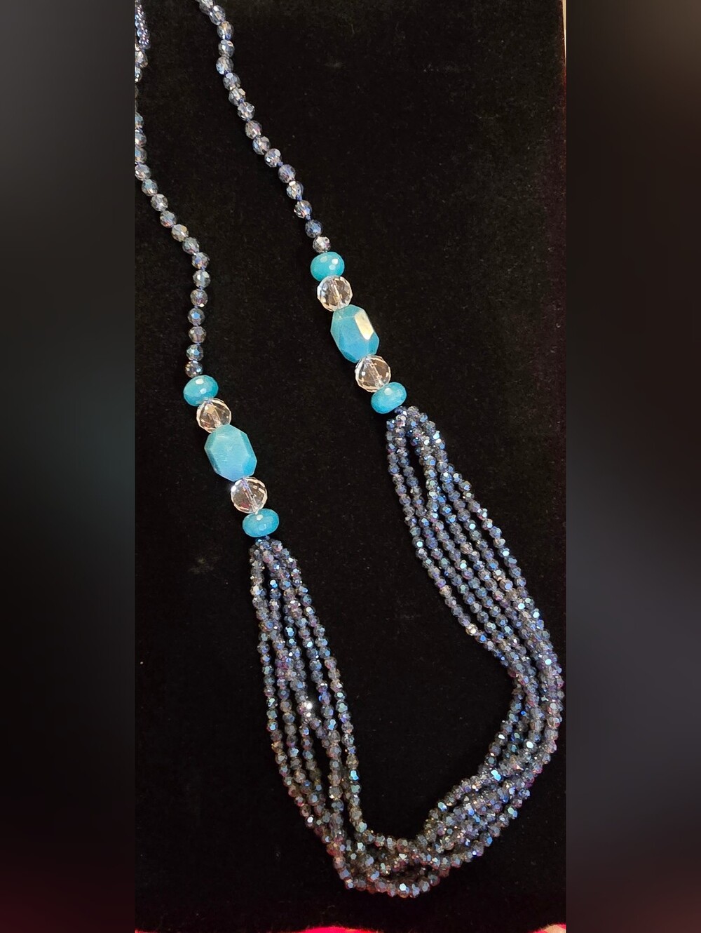 Blue Beaded Tassel Blue aventurine Necklace